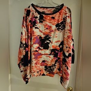 Juicy Couture Floral Cold Shoulder Blouse Oversized Top Size XL